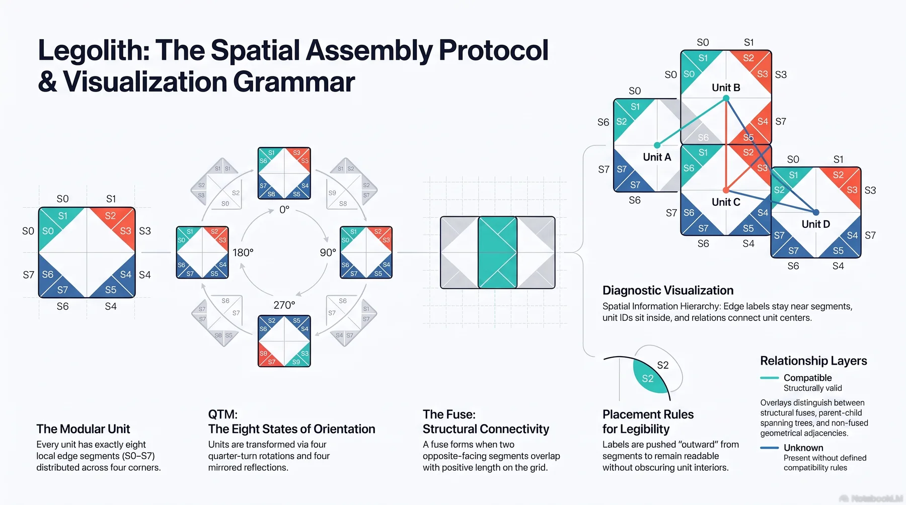 Legolith: The Spatial Assembly Protocol & Visualization Grammar
